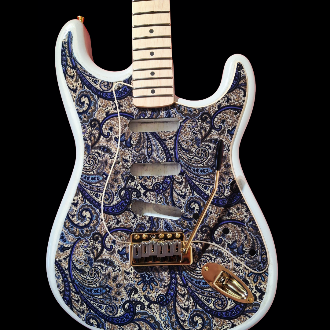 Patterned guitar body refinish