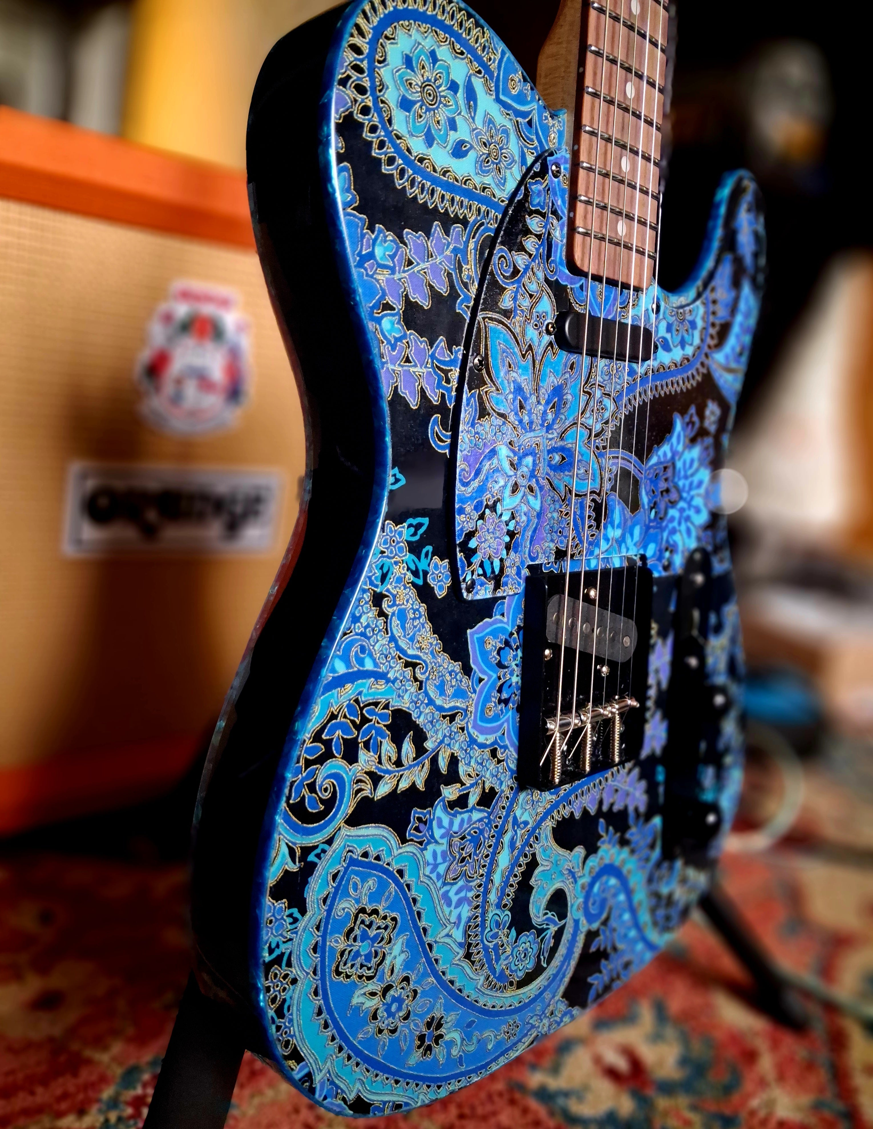 Patterned guitar body refinish